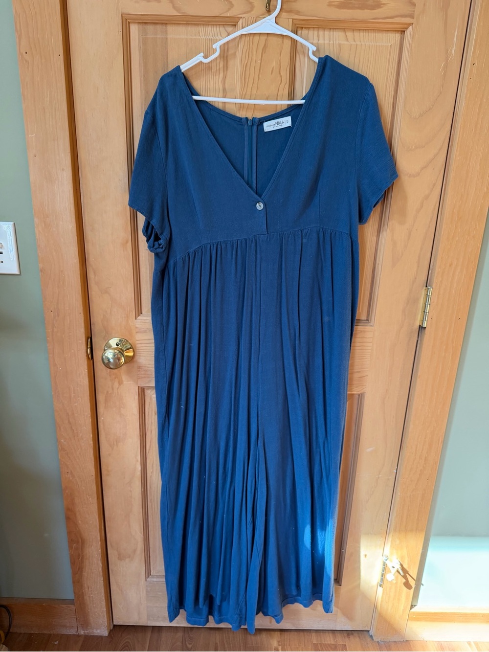 NATURAL LIFE Deep Navy Short-Sleeve V-Neck Jumpsuit Dress
